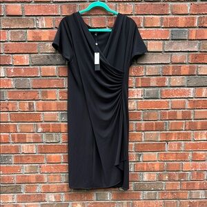 NWT Talbots Black Short Sleeve Faux Wrap Dress